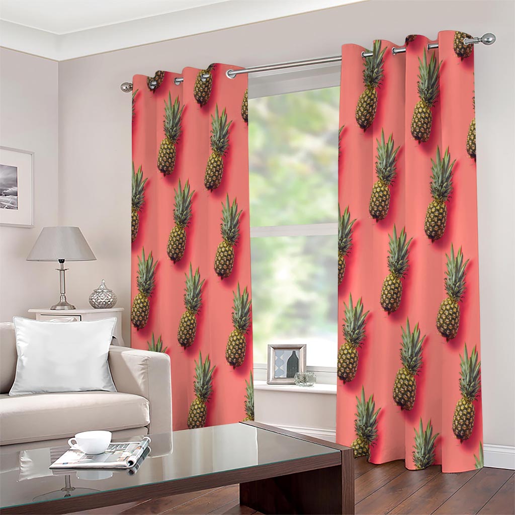 Pastel Pink Pineapple Pattern Print Extra Wide Grommet Curtains
