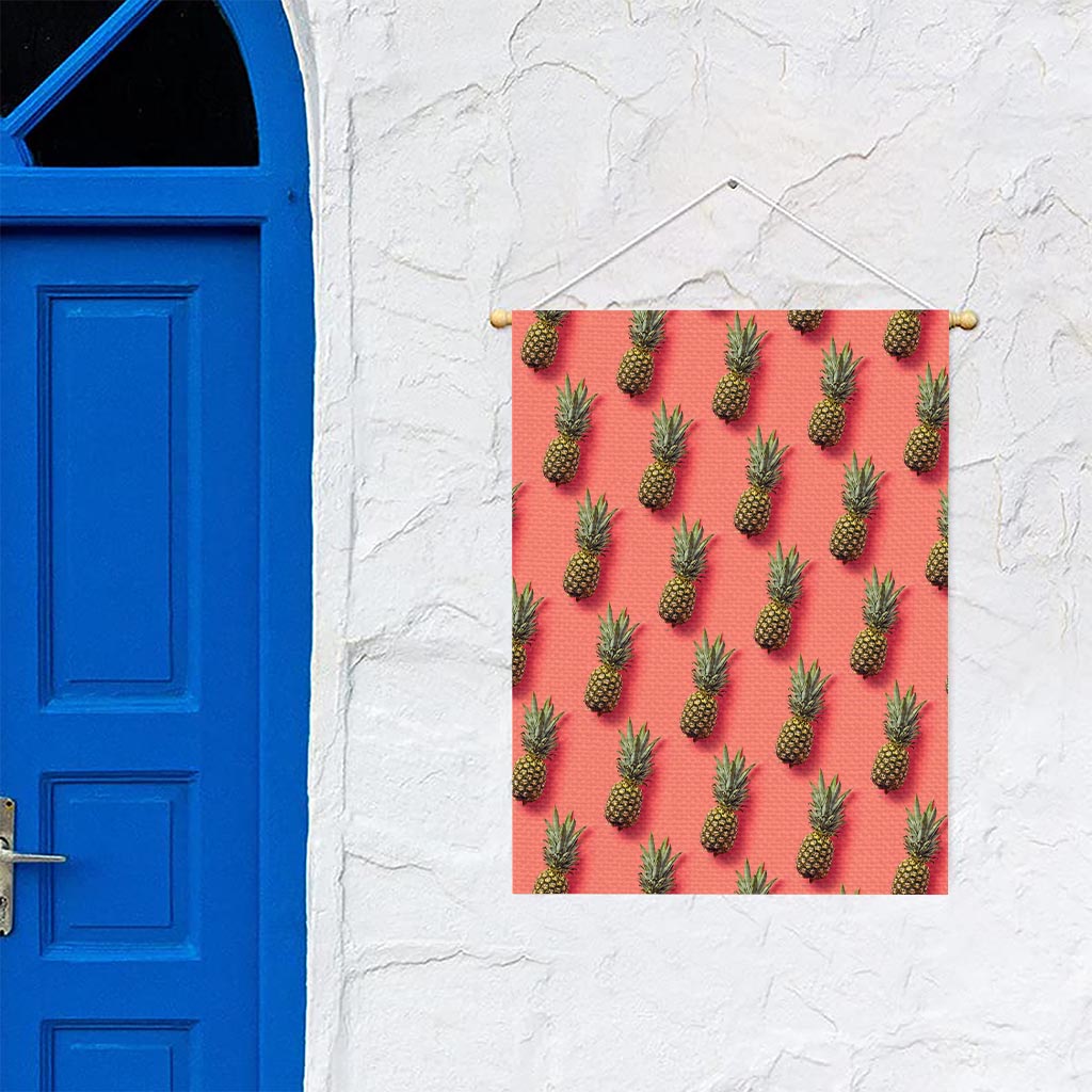 Pastel Pink Pineapple Pattern Print Garden Flag