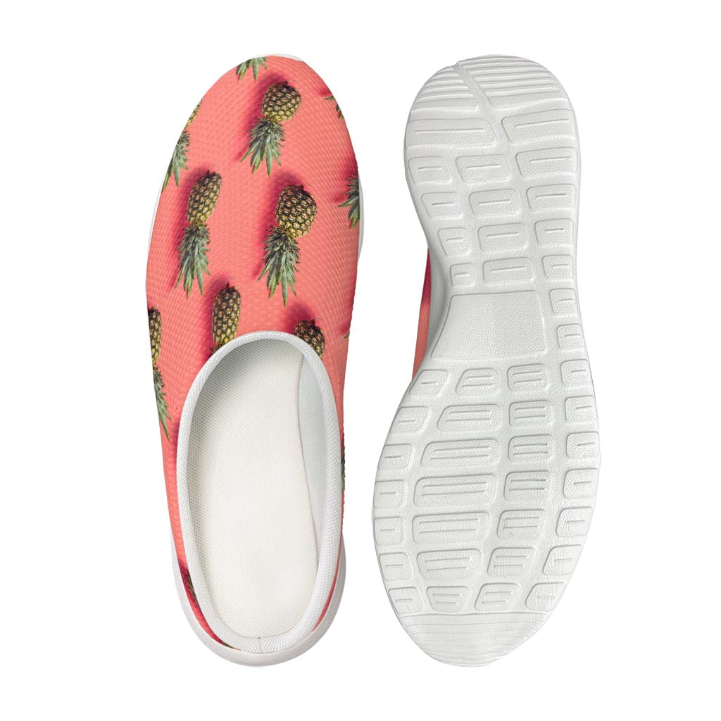 Pastel Pink Pineapple Pattern Print Mesh Casual Shoes