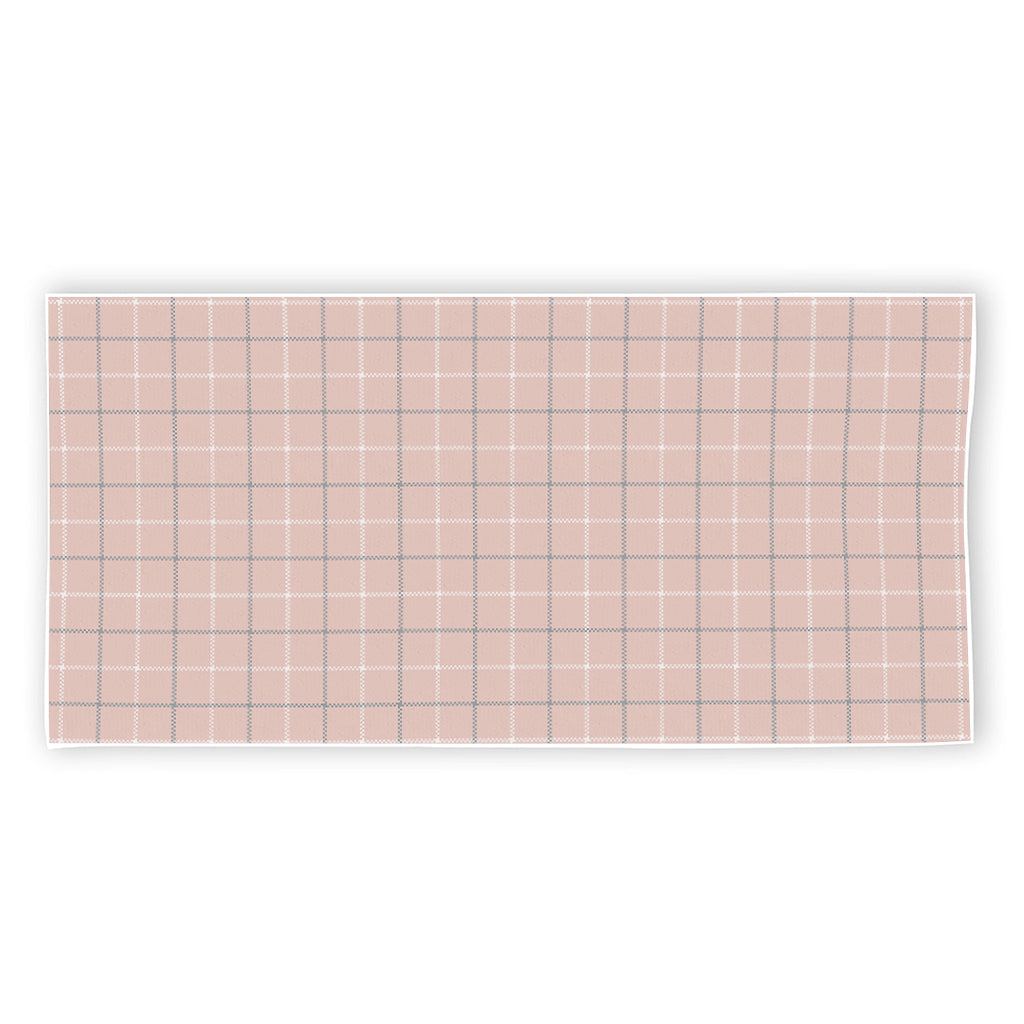 Pastel Pink Tattersall Pattern Print Beach Towel