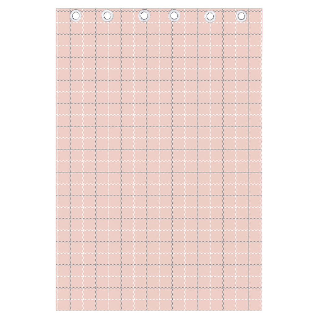 Pastel Pink Tattersall Pattern Print Curtain