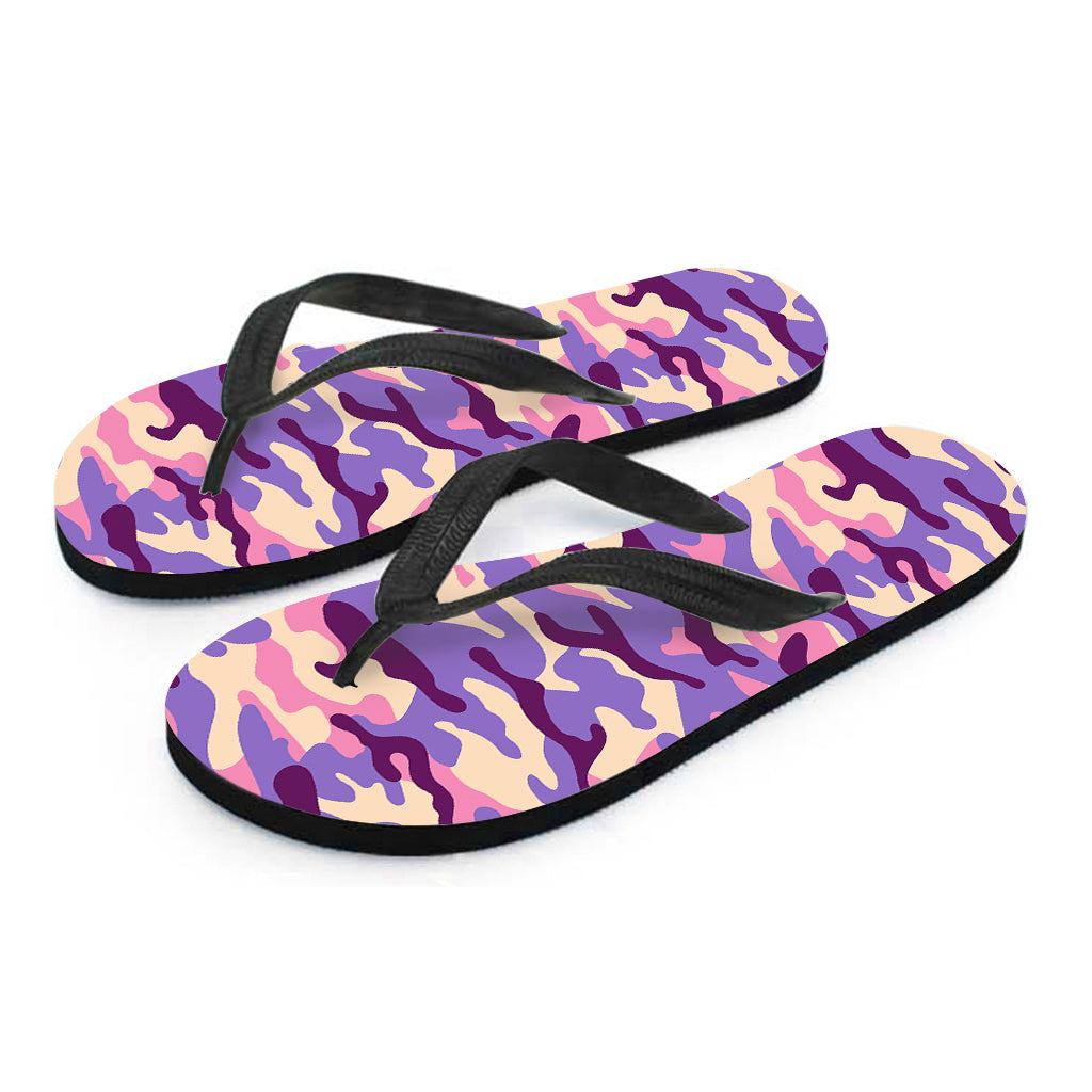 Pastel Purple Camouflage Print Flip Flops
