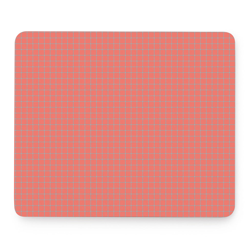 Pastel Red And Grey Tattersall Print Mouse Pad