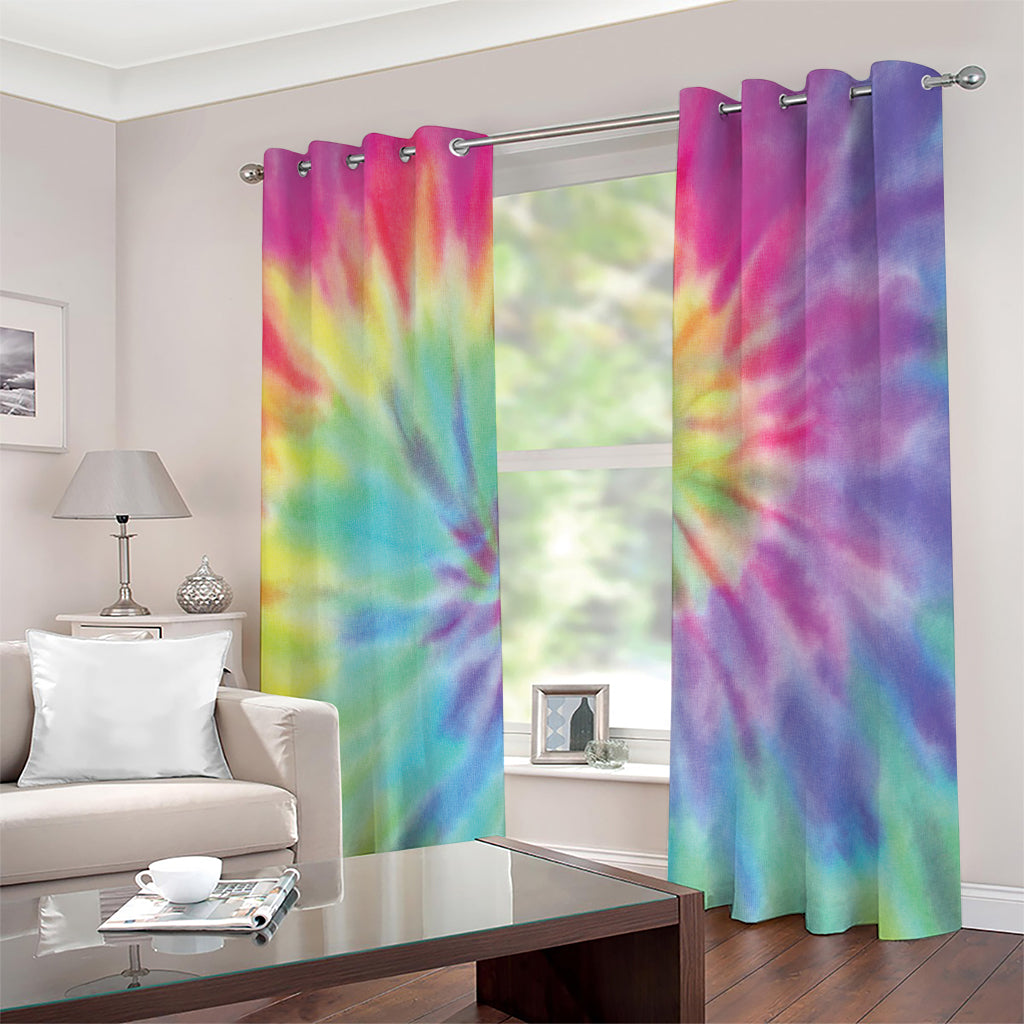 Pastel Spiral Tie Dye Print Extra Wide Grommet Curtains