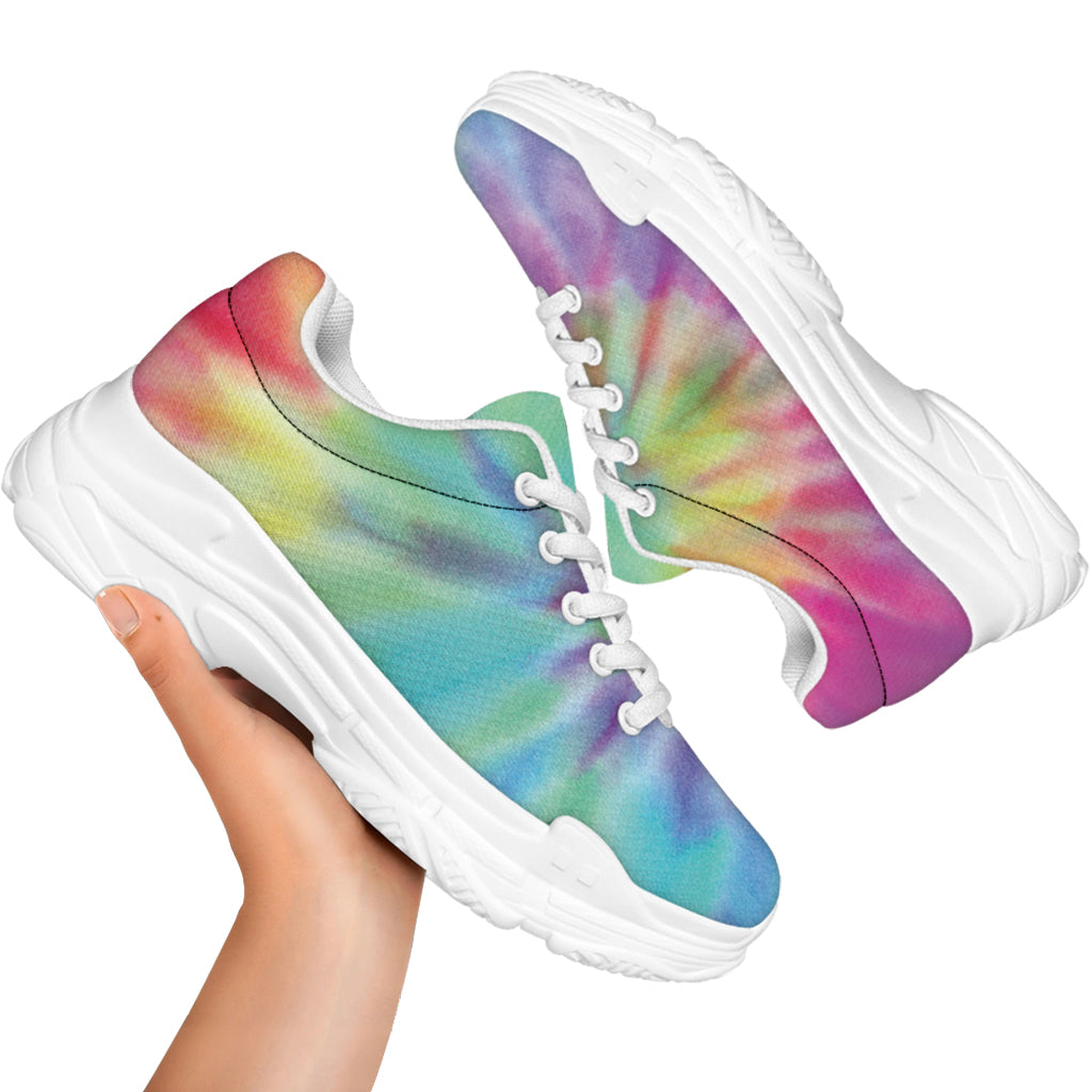 Pastel Spiral Tie Dye Print White Chunky Shoes
