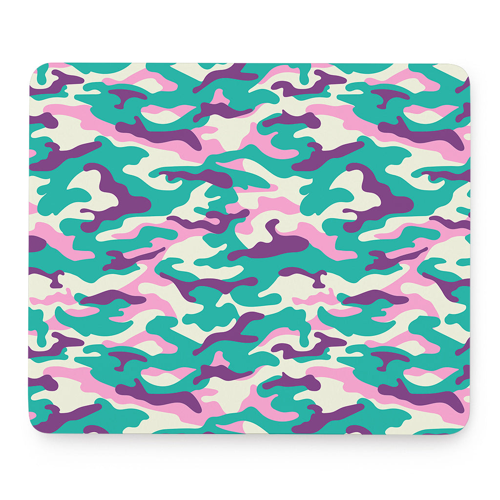 Pastel Teal And Purple Camouflage Print Mouse Pad