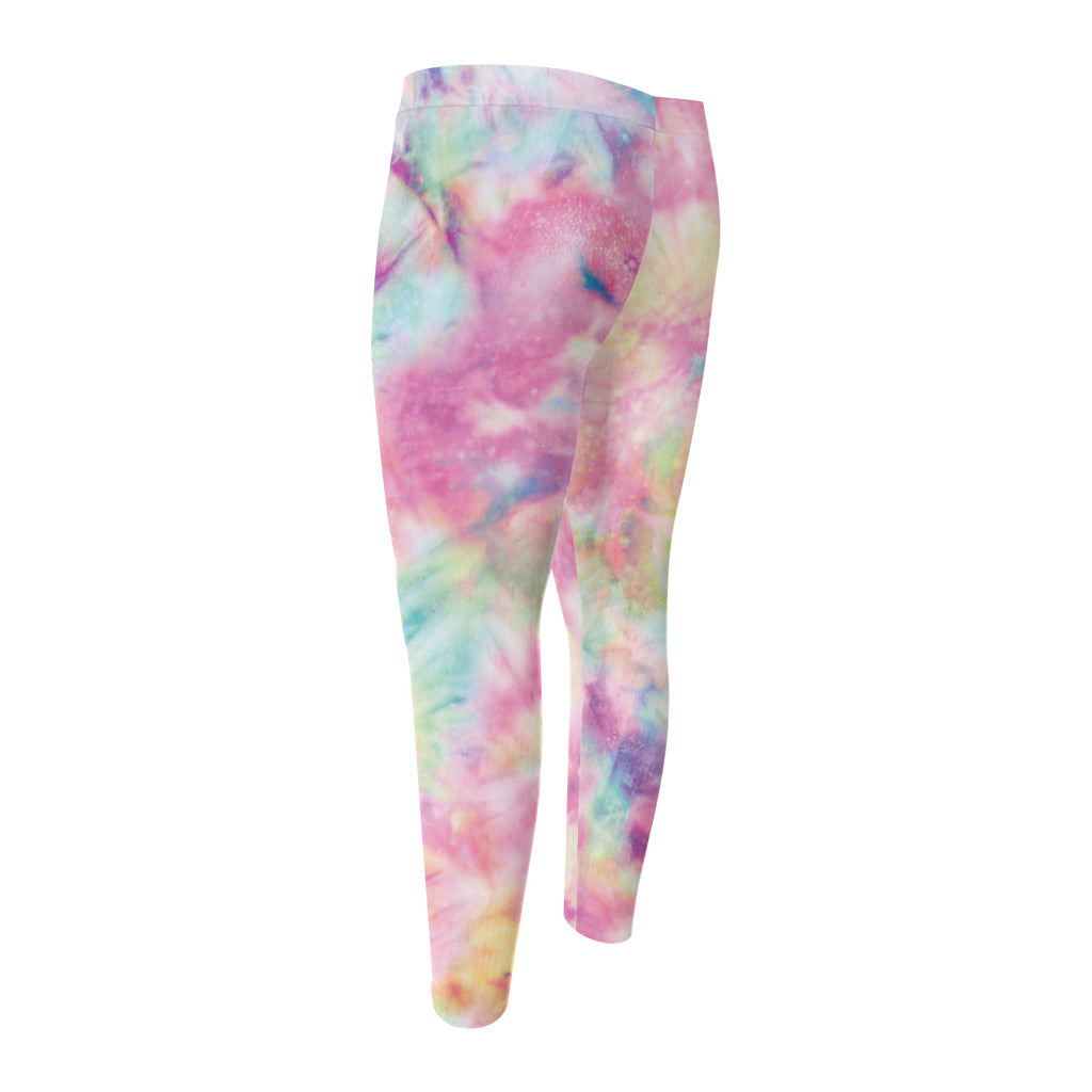 Pastel Tie Dye Print Men's Compression Pants