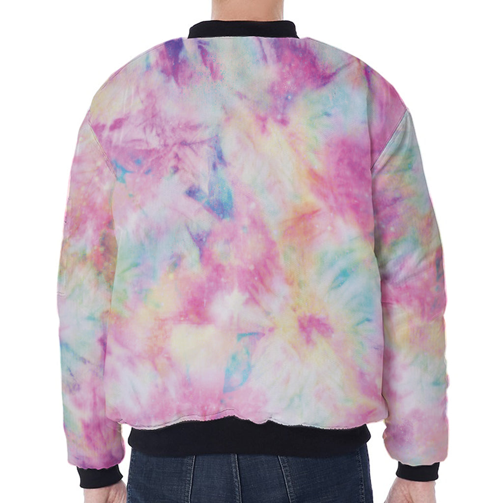 Pastel Tie Dye Print Zip Sleeve Bomber Jacket