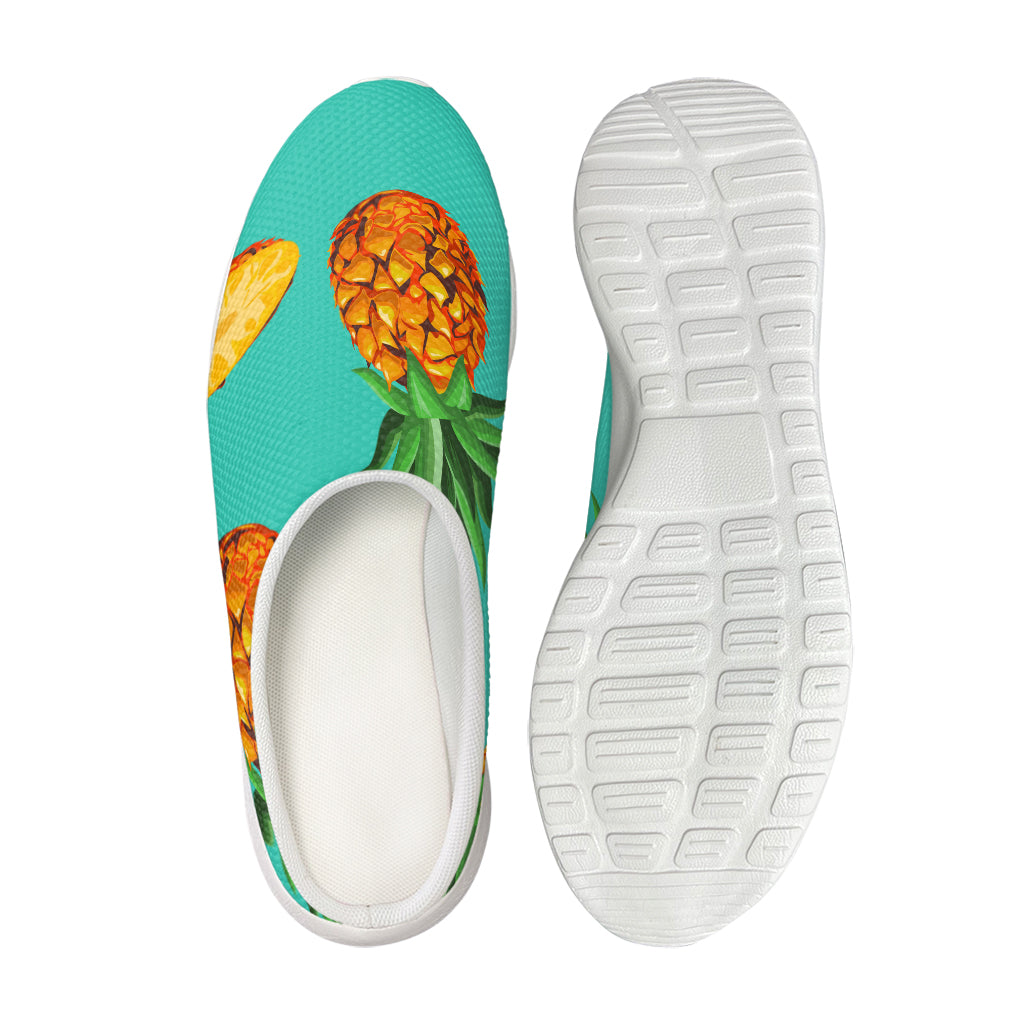 Pastel Turquoise Pineapple Pattern Print Mesh Casual Shoes