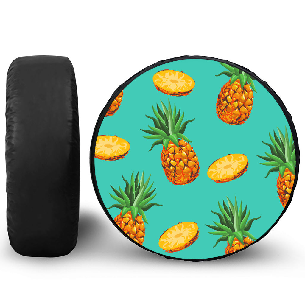Pastel Turquoise Pineapple Pattern Print Tire Cover