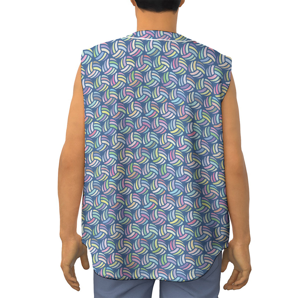 Pastel Volleyball Pattern Print Sleeveless Baseball Jersey