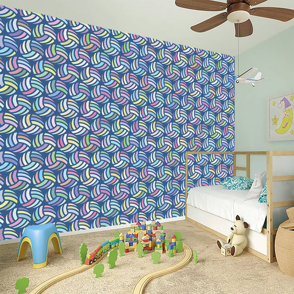 Pastel Volleyball Pattern Print Wall Sticker