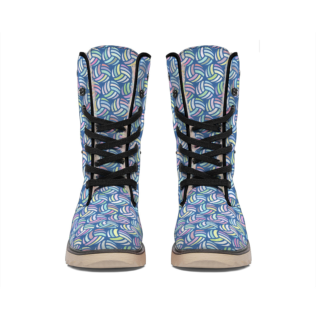 Pastel Volleyball Pattern Print Winter Boots
