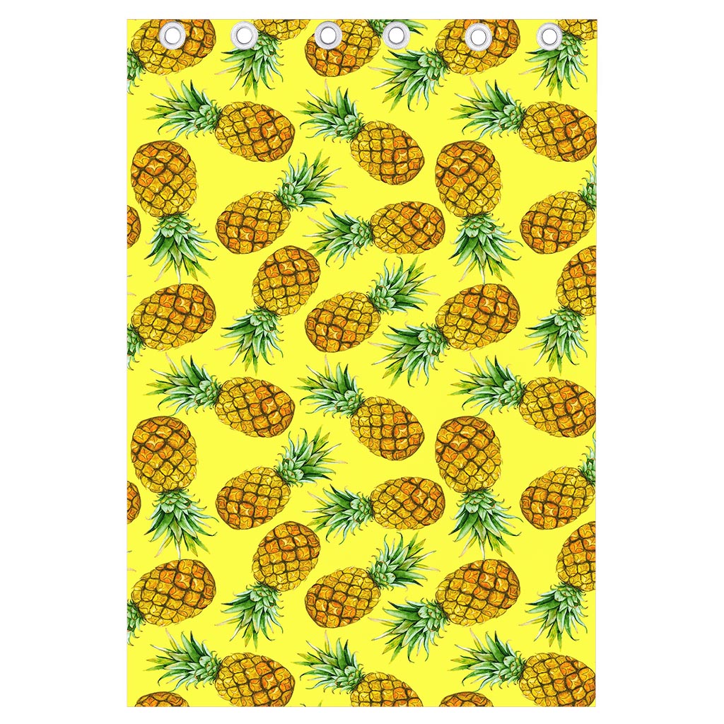 Pastel Yellow Pineapple Pattern Print Curtain