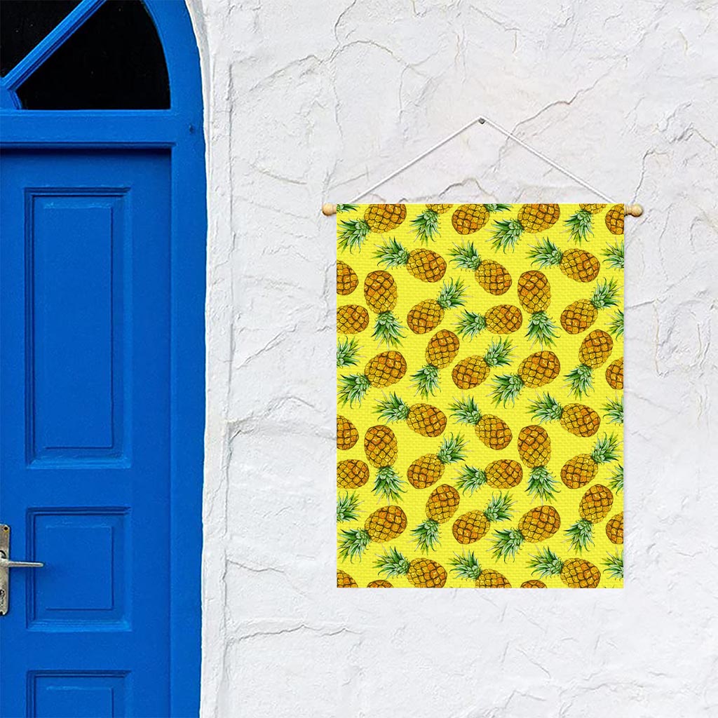 Pastel Yellow Pineapple Pattern Print Garden Flag