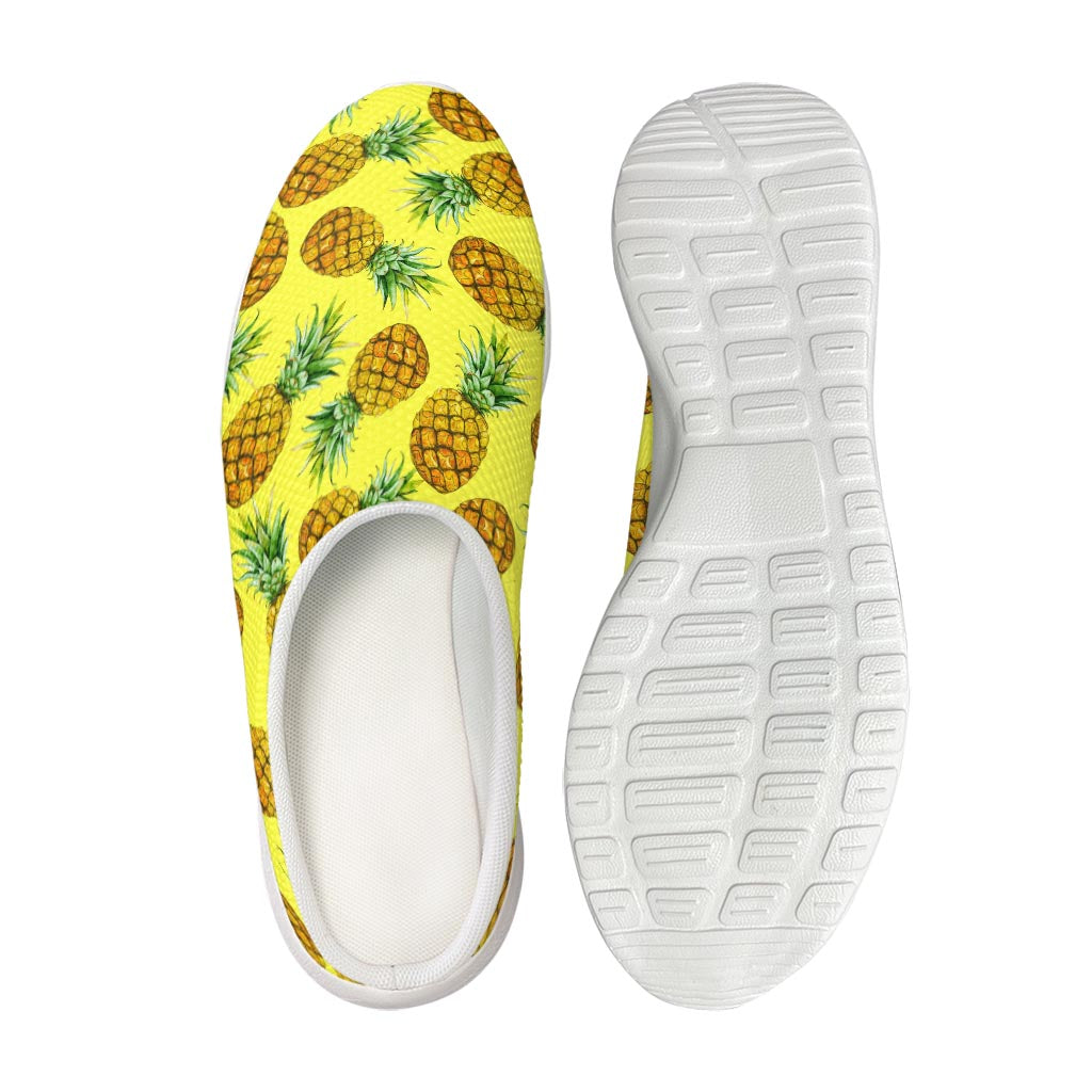 Pastel Yellow Pineapple Pattern Print Mesh Casual Shoes