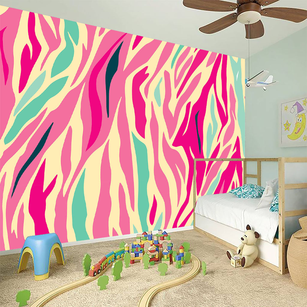 Pastel Zebra Pattern Print Wall Sticker