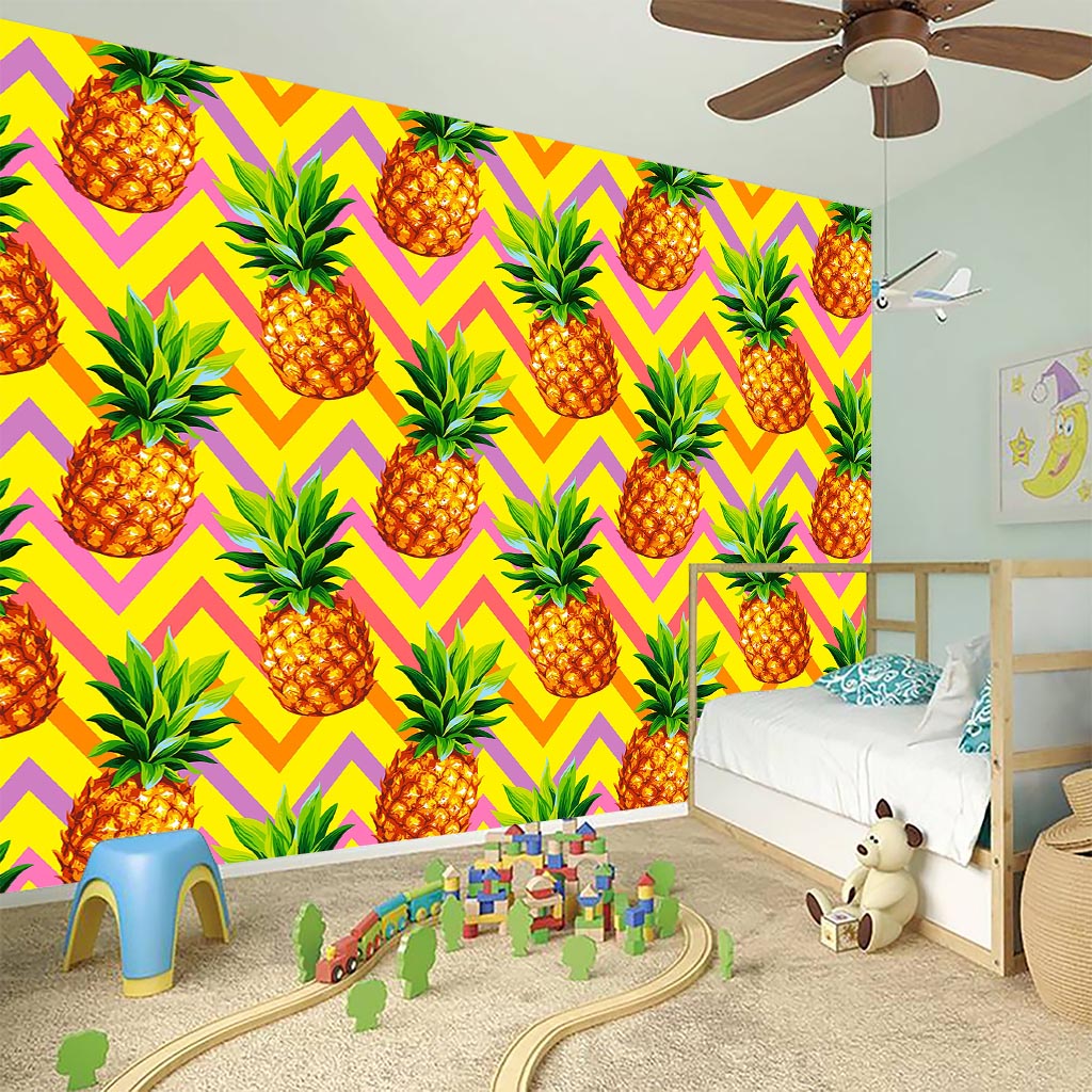 Pastel Zig Zag Pineapple Pattern Print Wall Sticker