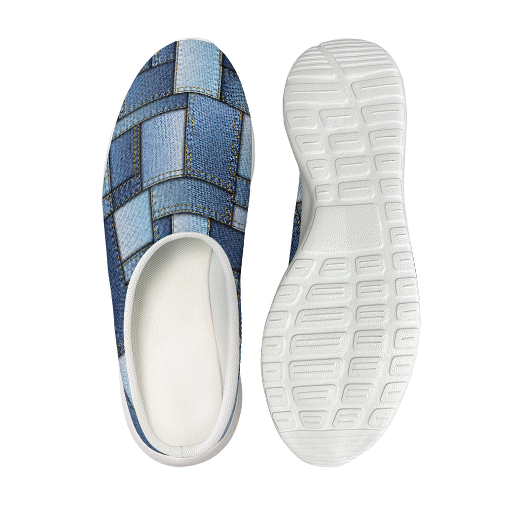 Patchwork Denim Jeans Pattern Print Mesh Casual Shoes