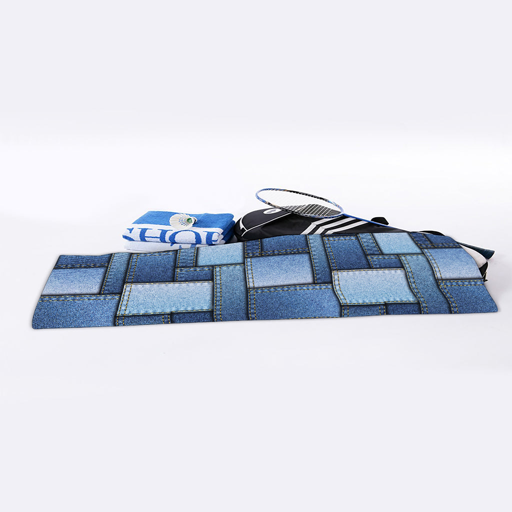 Patchwork Denim Jeans Pattern Print Sports Towel