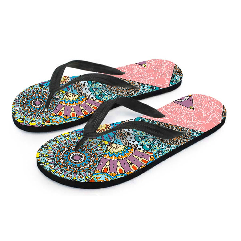 Patchwork Mandala Bohemian Pattern Print Flip Flops