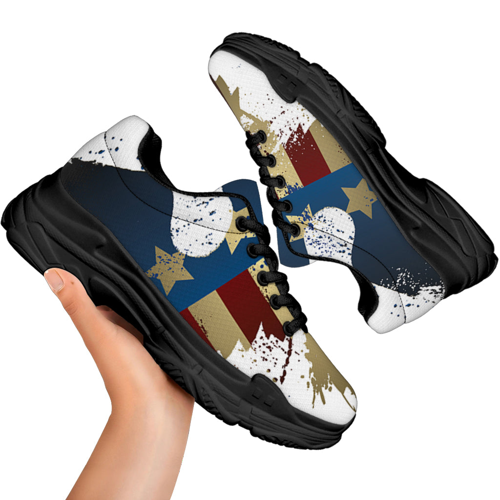Patriotic American Eagle Print Black Chunky Shoes