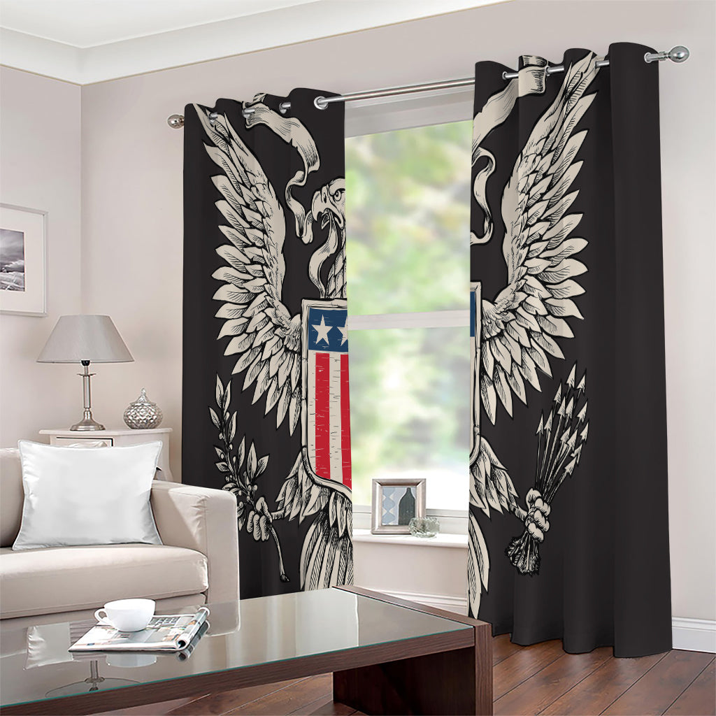 Patriotic USA Eagle Print Extra Wide Grommet Curtains