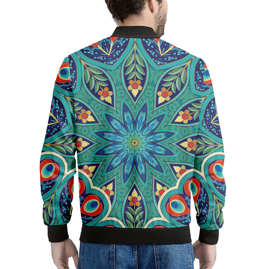 Peacock Feather Floral Pattern Print Men's Bomber Jacket