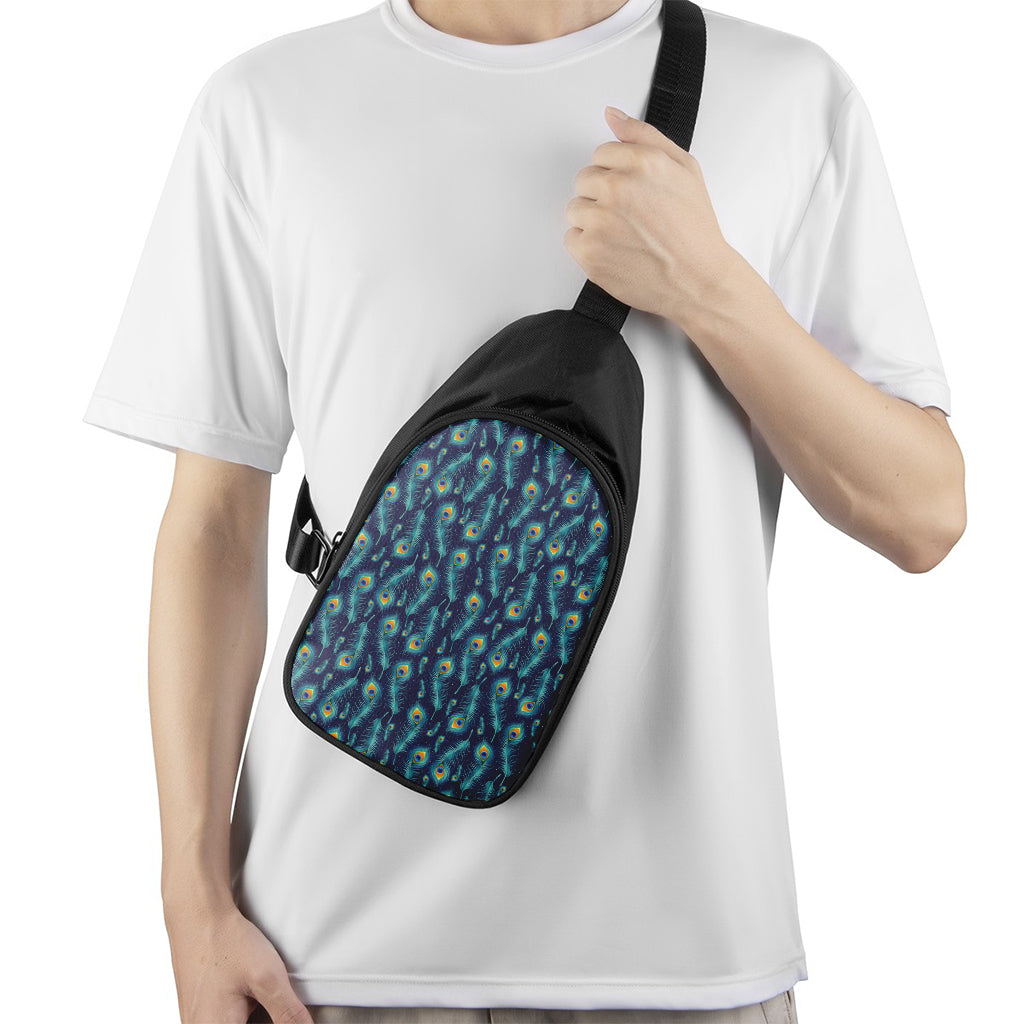 Peacock Feather Pattern Print Chest Bag