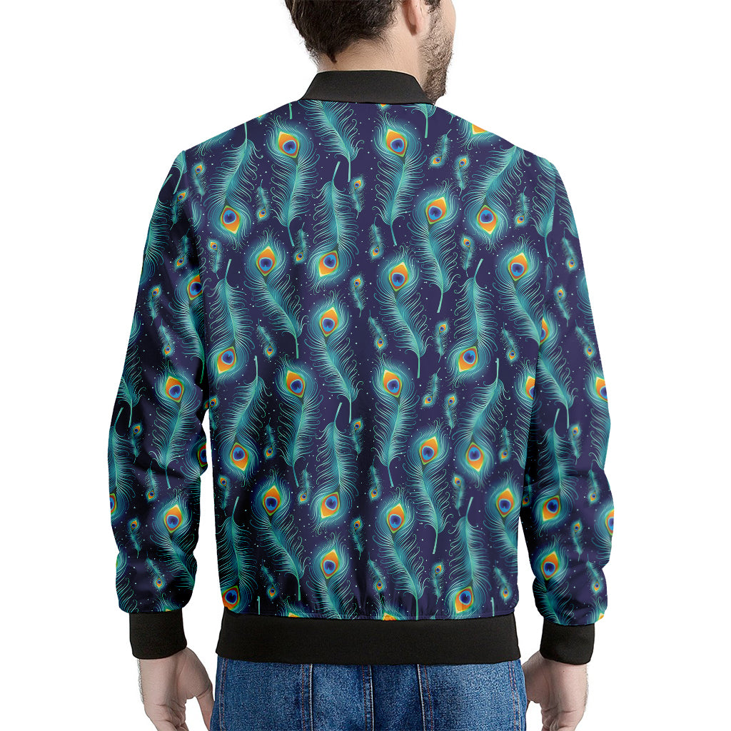 Peacock Feather Pattern Print Men's Bomber Jacket