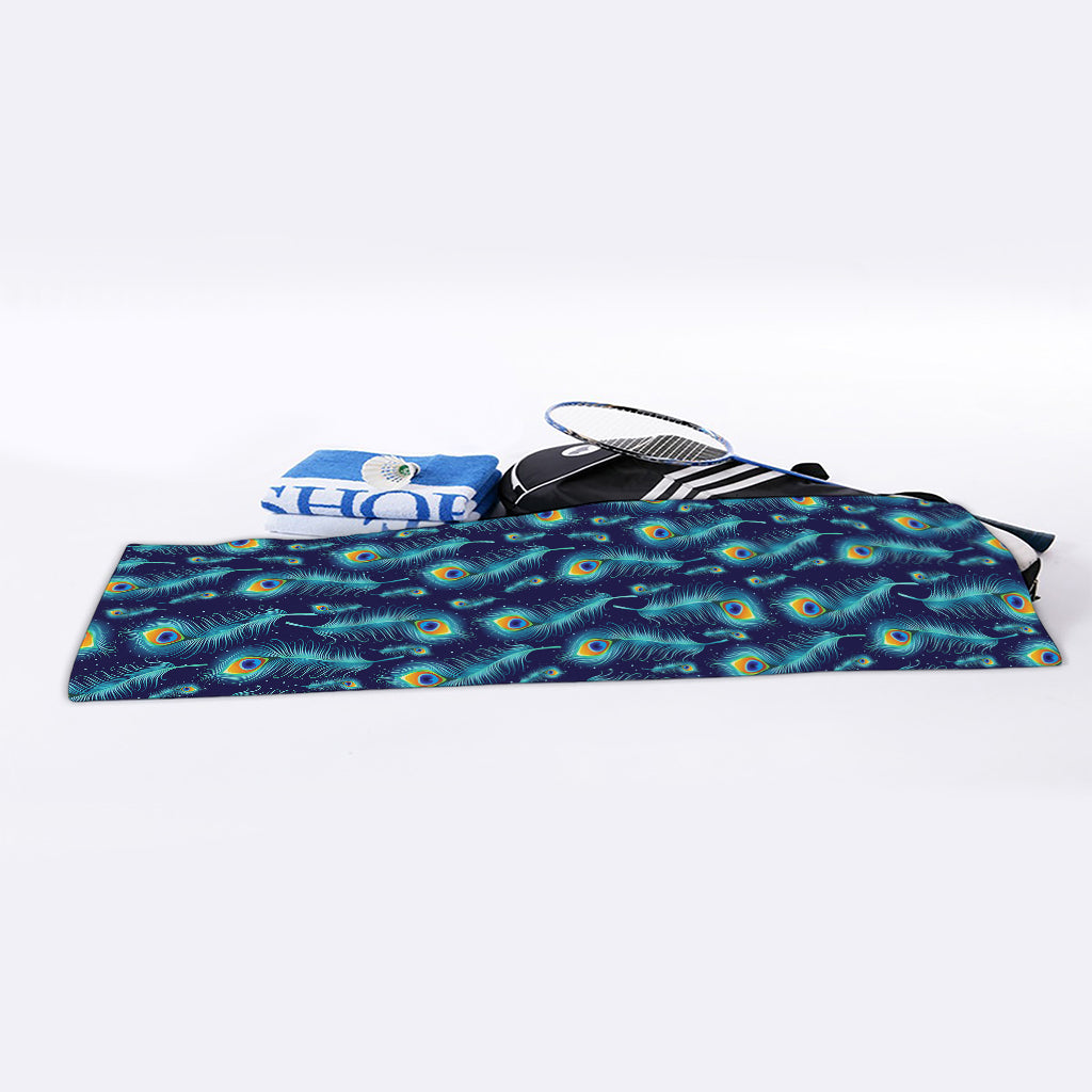 Peacock Feather Pattern Print Sports Towel