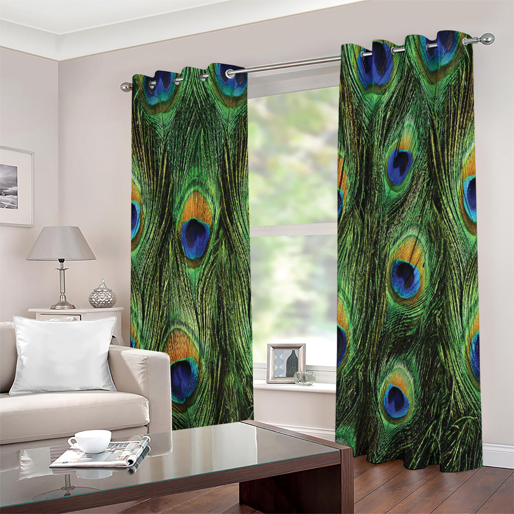 Peacock Tail Print Extra Wide Grommet Curtains