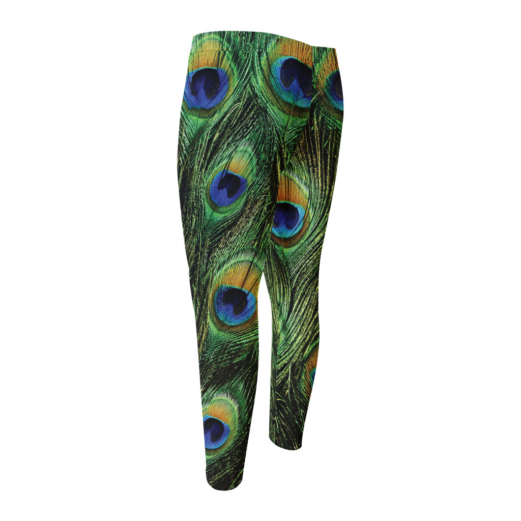 Peacock Tail Print Men's Compression Pants