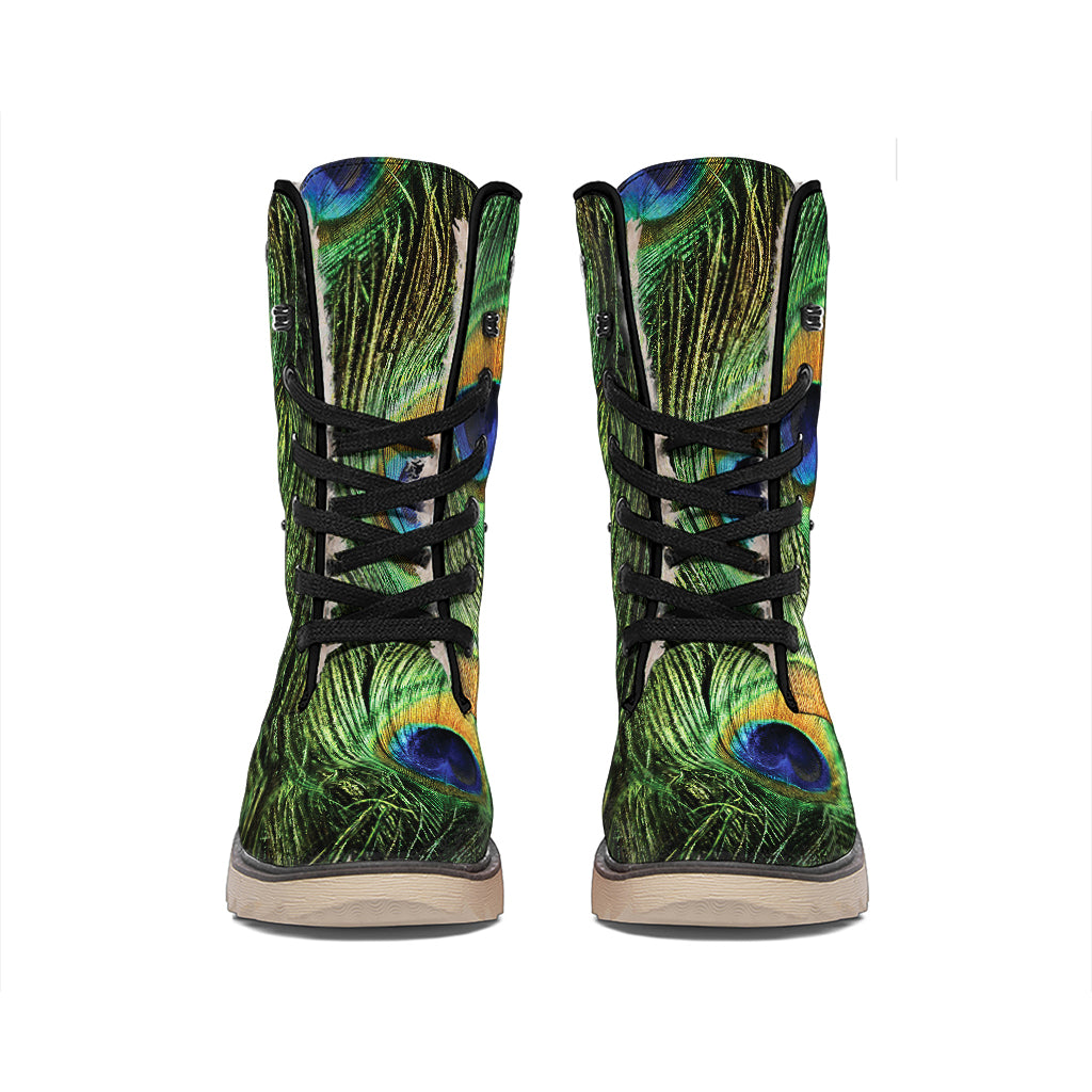Peacock Tail Print Winter Boots