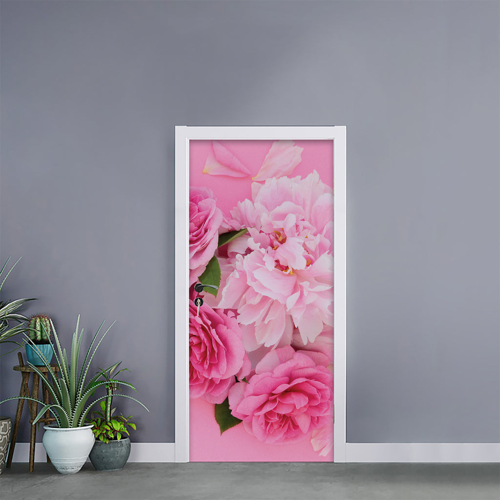 Peony And Rose Print Door Sticker