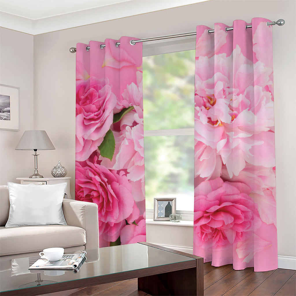 Peony And Rose Print Grommet Curtains