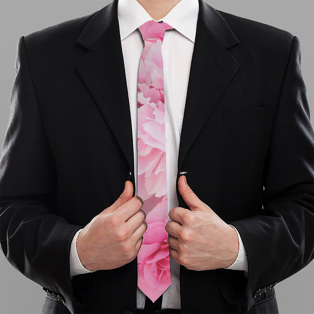 Peony And Rose Print Necktie