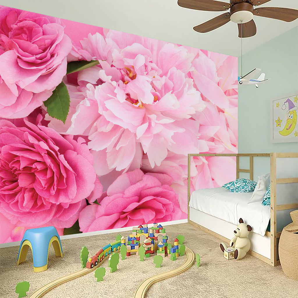Peony And Rose Print Wall Sticker