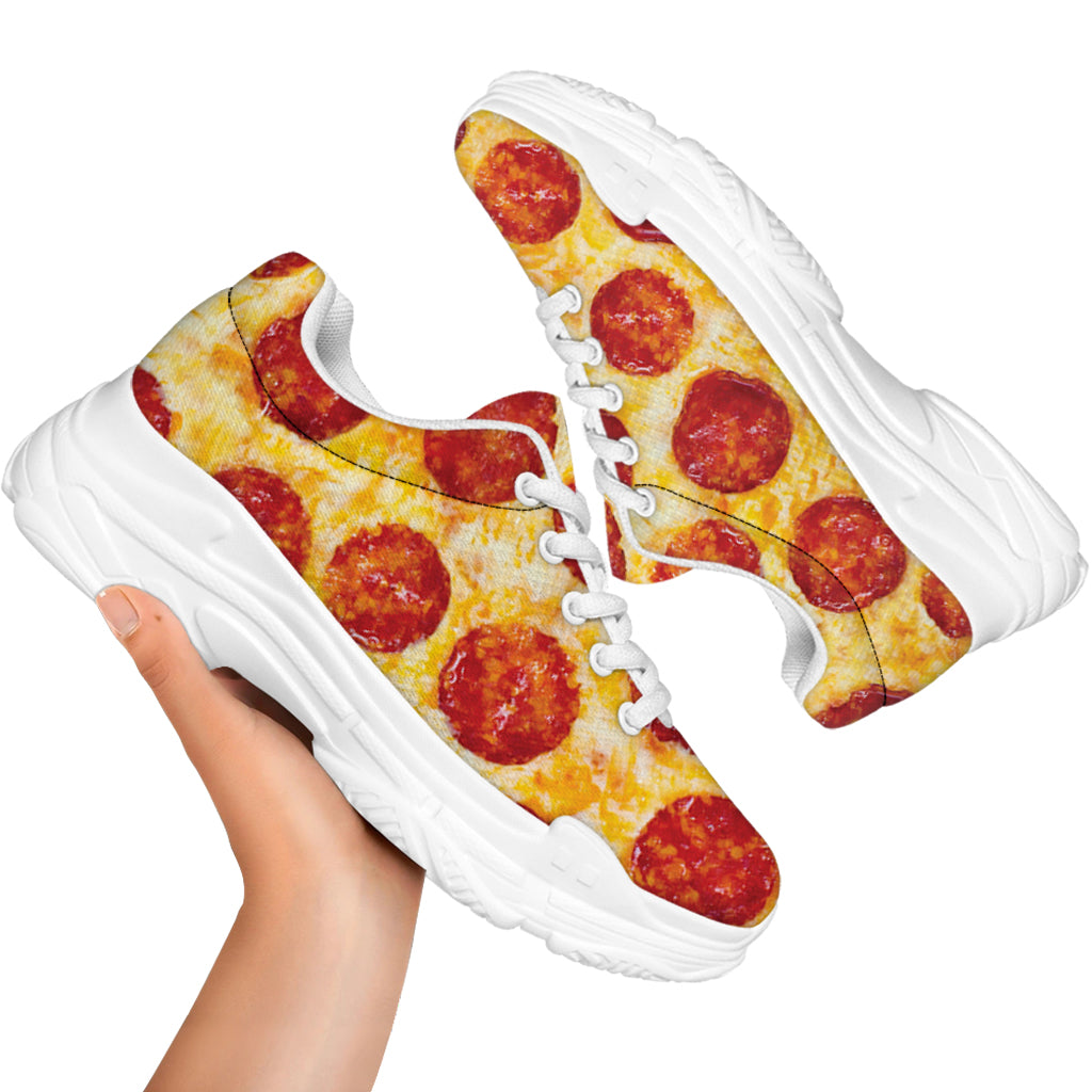 Pepperoni Pizza Print White Chunky Shoes