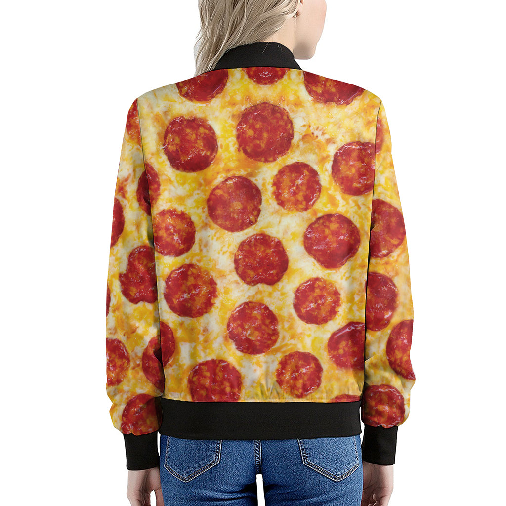 Pepperoni Pizza Print Women's Bomber Jacket