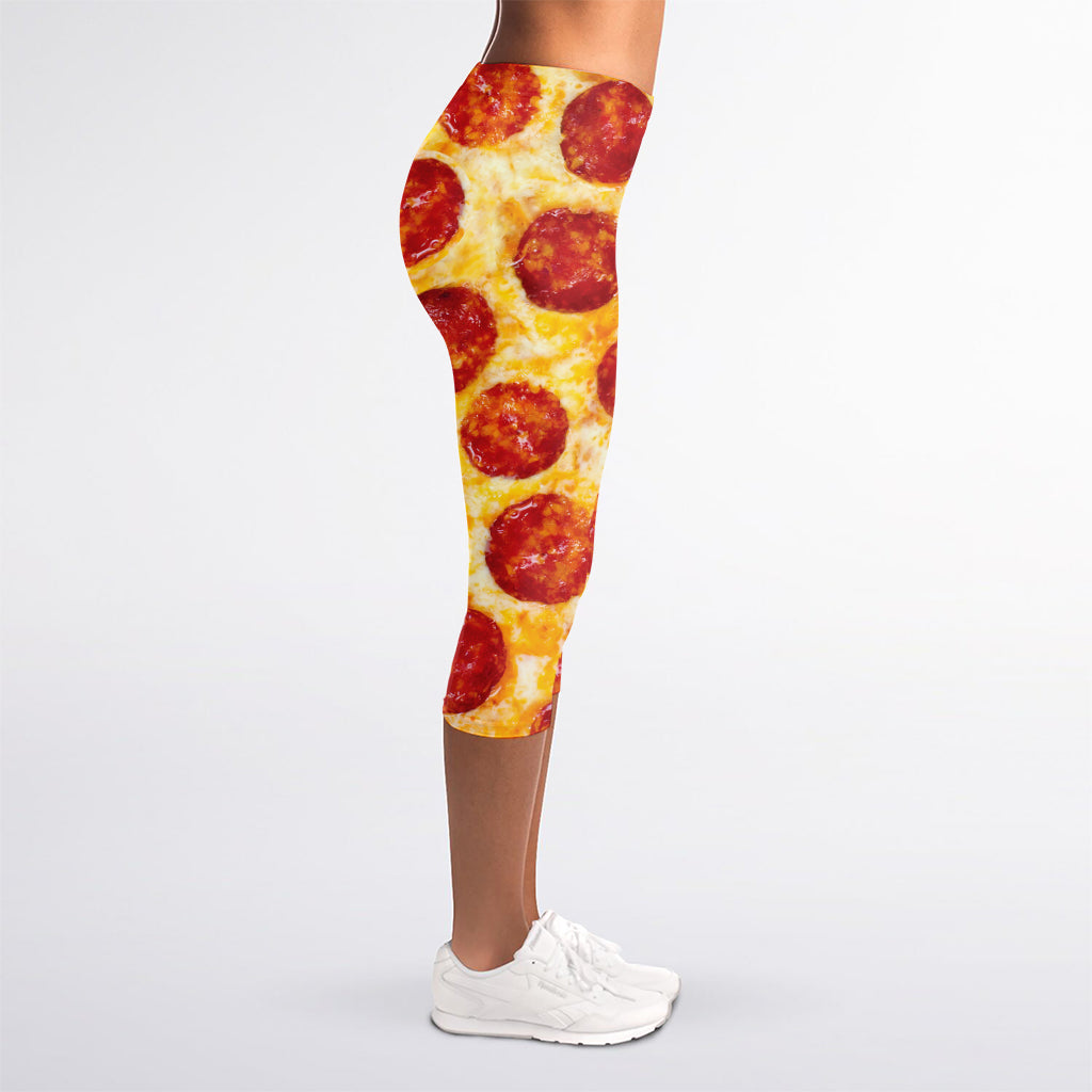 Pepperoni Pizza Print Women's Capri Leggings