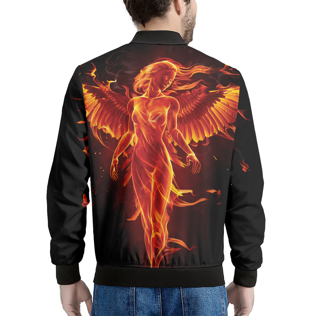 Phoenix Angel Print Men's Bomber Jacket