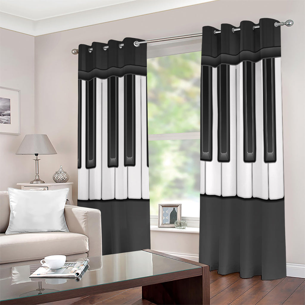 Piano Keyboard Print Extra Wide Grommet Curtains