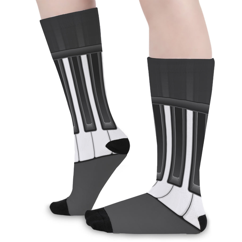 Piano Keyboard Print Long Socks