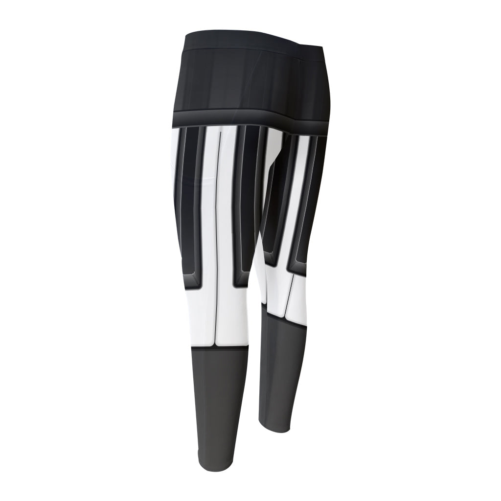 Piano Keyboard Print Men's Compression Pants