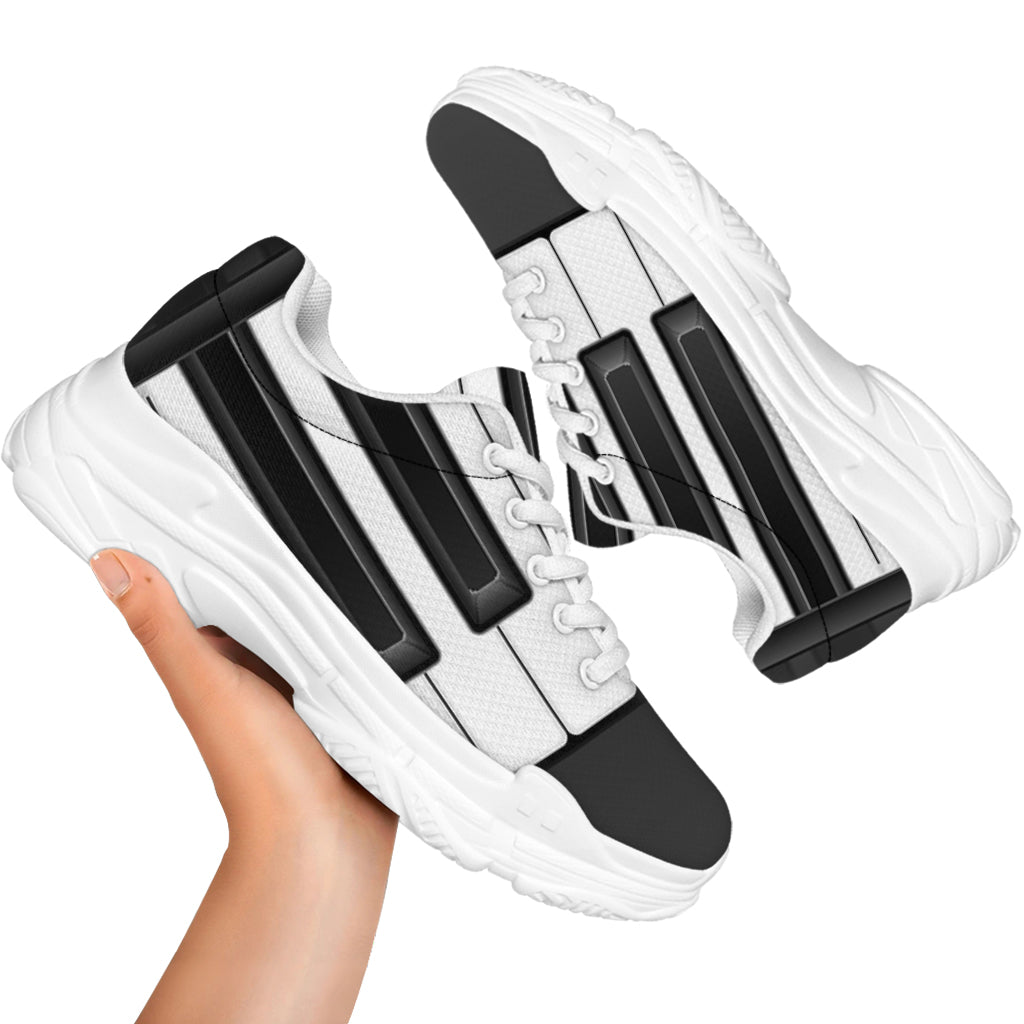 Piano Keyboard Print White Chunky Shoes