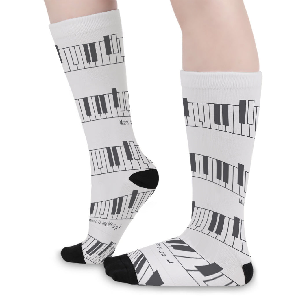 Piano Pattern Print Long Socks