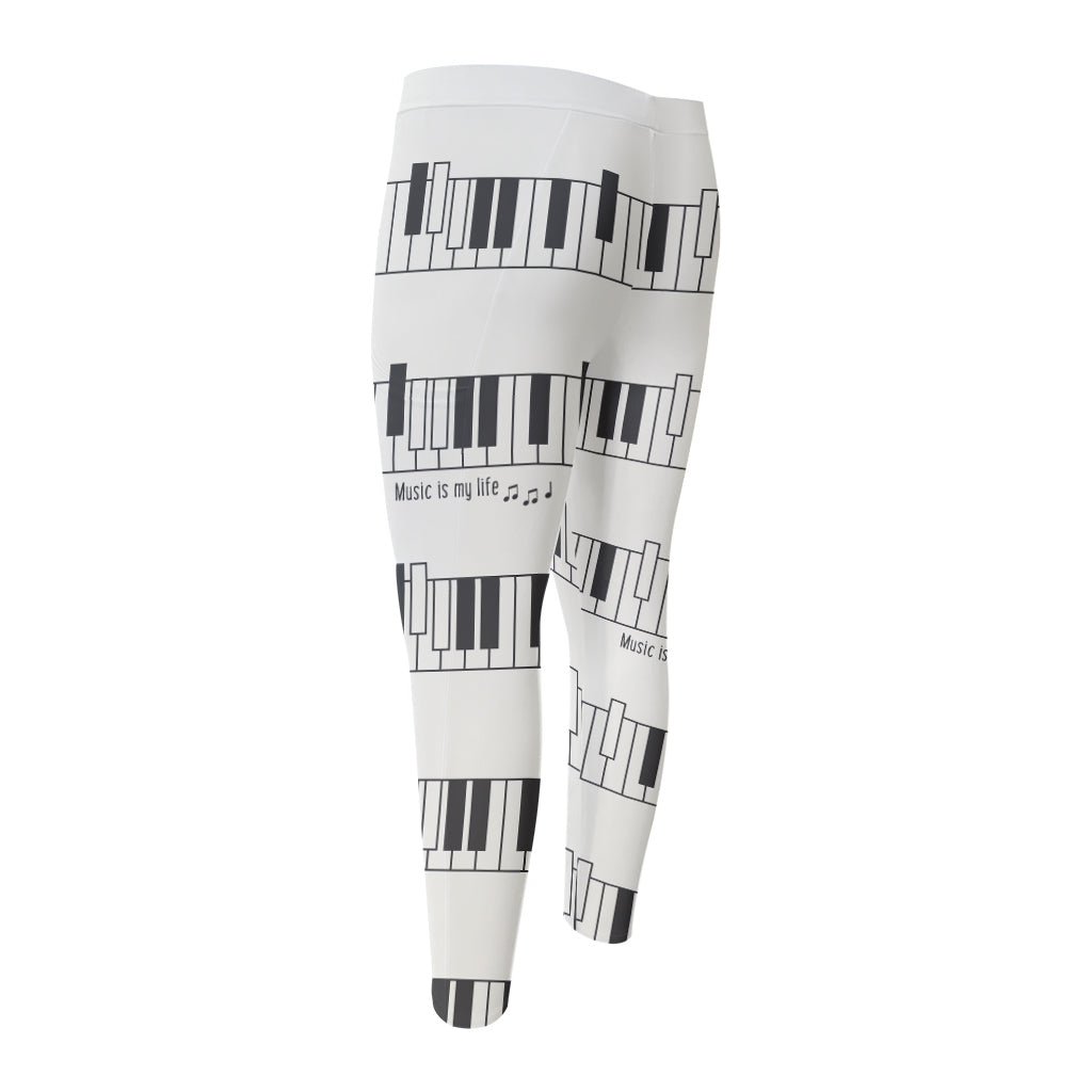 Piano Pattern Print Men's Compression Pants