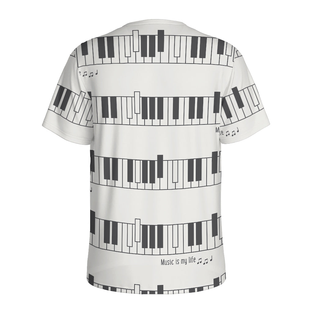 Piano Pattern Print Men's Sports T-Shirt