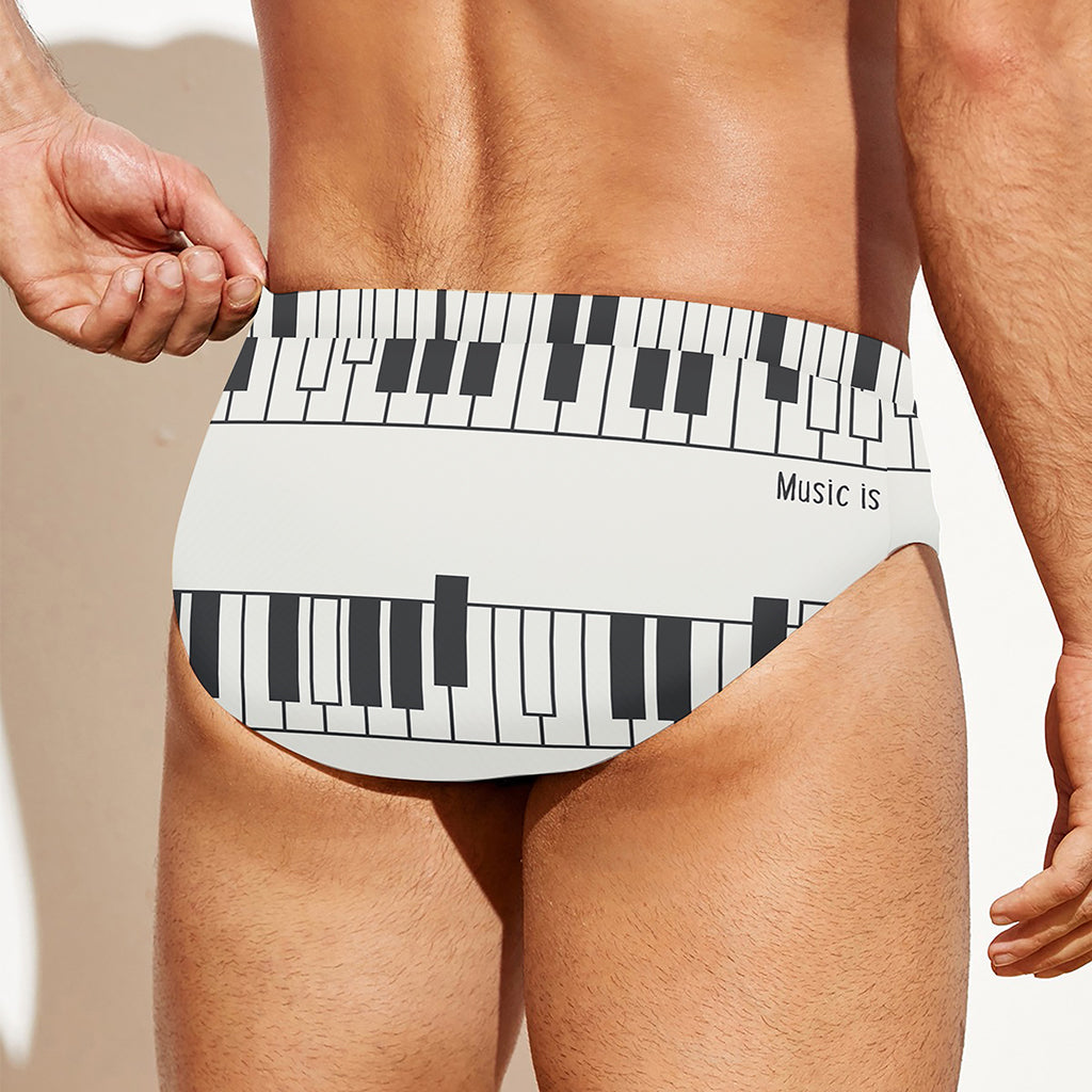 Piano Pattern Print Men's Swim Briefs